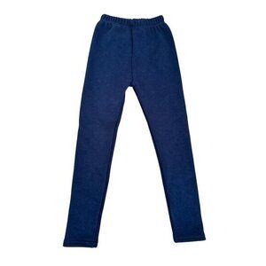 Fleece-Lined Navy Blue Kids Leggings Size 120 By Kitty Swan